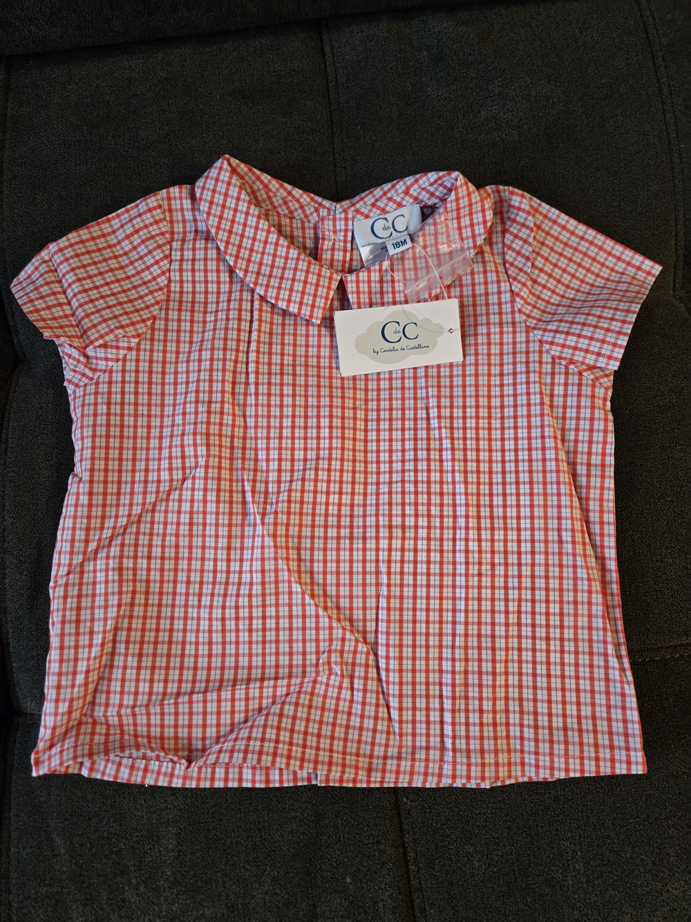 C de C Red & White Gingham Peter Pan Collar Top